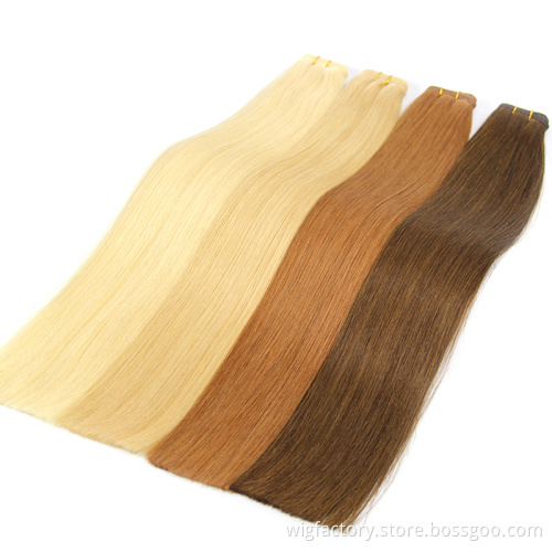 100 human machine double weft hair extensions weft flat, double drawn cuticle aligned remi flat weft hair,flat weft indian hair
